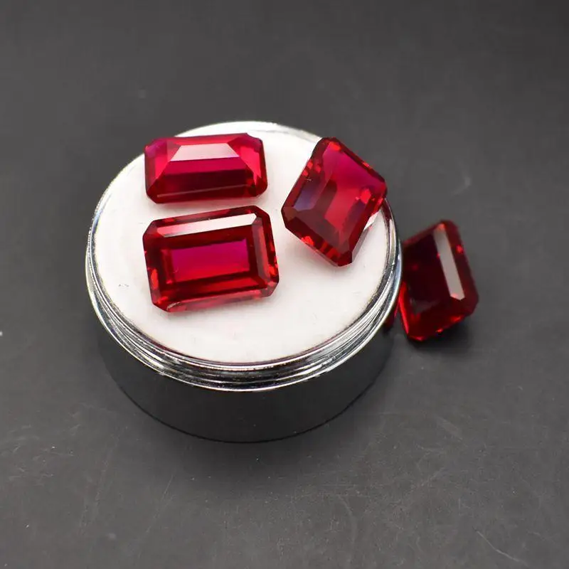 Pigeon blood rectangular ruby Ruby5# Red corundum Ring Pendant main stone pigeon blood Red Treasure bare diamond