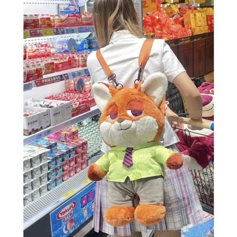 حقيبة ظهر ديزني زوتوبيا ذات سعة كبيرة جودي نيك حقيبة كتف موضة أنيمي لطيف المرأة حقيبة ظهر قطيفة طالب المدرسة Gif