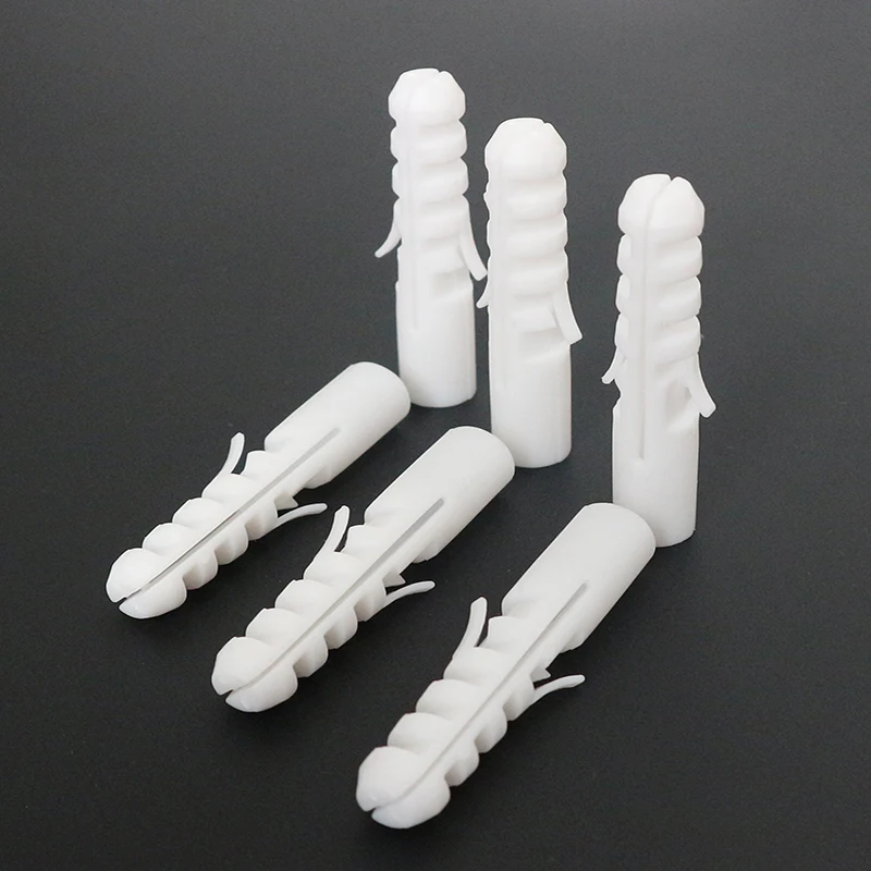 Freeshipping 100pcs 5/6/7/8/10/12/14mm Plastic Expand Nail Expansion Tube Pipe Wall Anchors Plugs With Phillips Head Screw