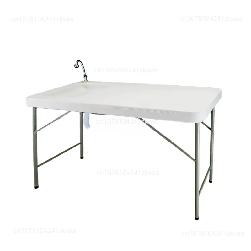 Plastic Folding Fish Cleaning Table With Single Sink, Ice Table, Portable Wash & Gut Fish Station For Camping Seafood