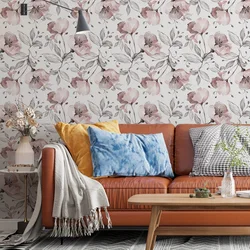1 roll of white background floral print pattern thickened moisture wallpaper self-adhesive waterproof home decor wall stickers