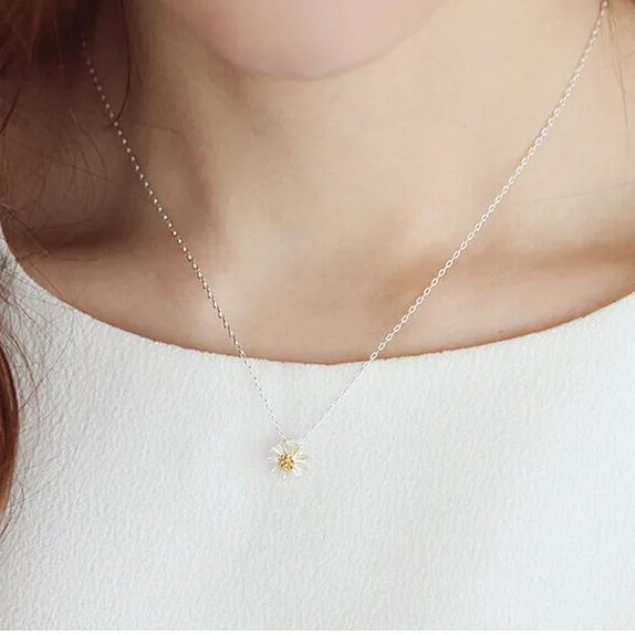 Summer Styles Pendant Necklace For Young Girls 925 Sterling Silver Chrysanthemum Flower Choker Fashion Link Necklaces - Image 5