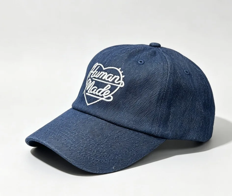 Human Made Denim Cap Washed 6 Panel Heart Logo Patch Curved Brim Streetwear