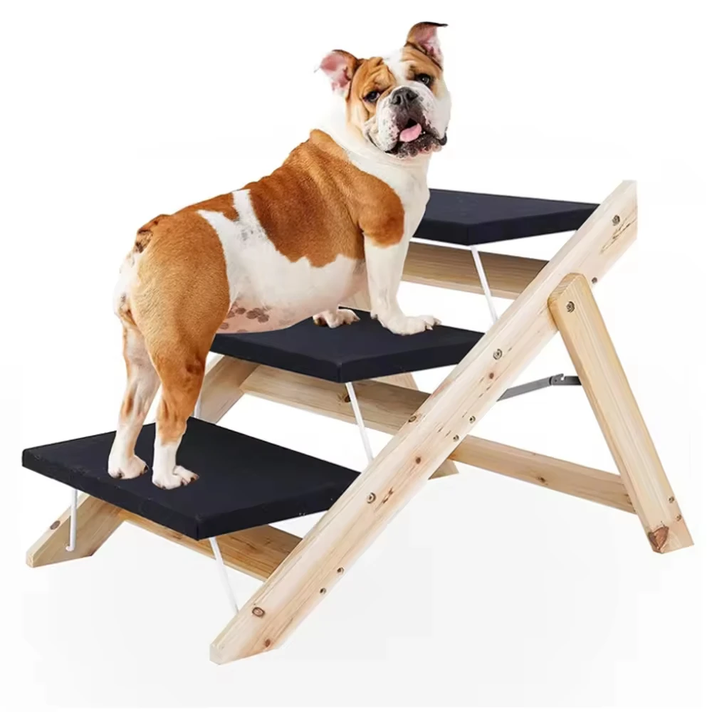 

*e forSolid Pattern Modern Style Multifunctional Wooden Pet Stairs Foldable High Bed Couches with Scratchpad Dog Stairs&