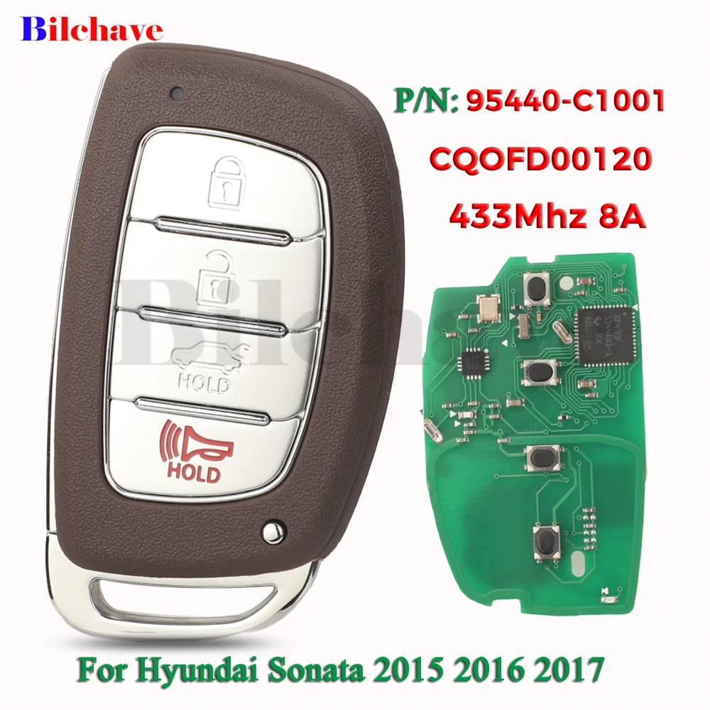 

jingyuqin 4 Buttons 95440-C1000N 95440-C1000 95440-C1001 433MHz 8A CQOFD00120 For Hyundai Sonata 2015-2017 Smart Remote Key FOB