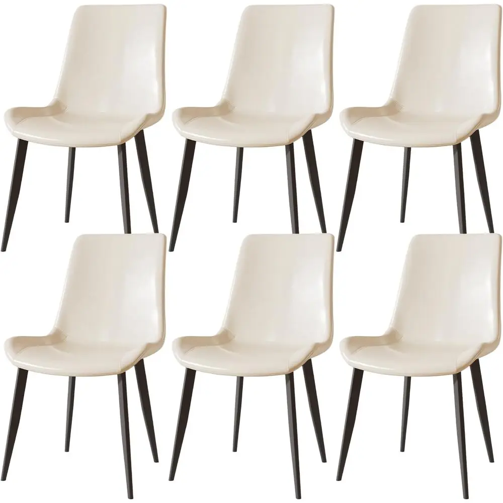 

Cream PU Leather Dining Chairs with Metal Legs, Set of 6 for Kitchen, Living Room, and Restaurant Use