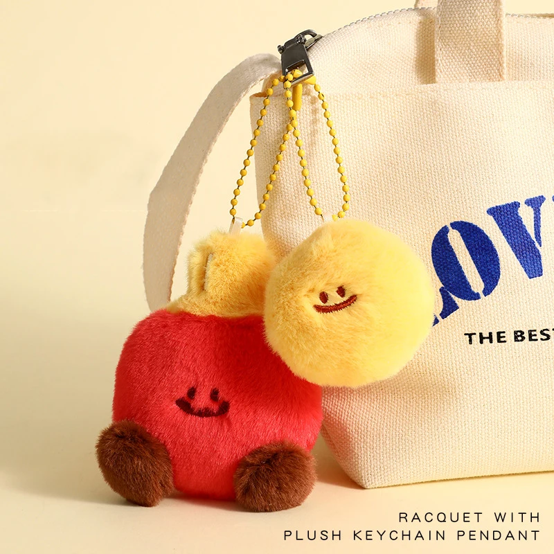 Fashion Racquet Accessories Plush Table Tennis Chain Keychain for Sport Lovers Gift Tennis Billiard Doll Bag Pendant Car Keyring