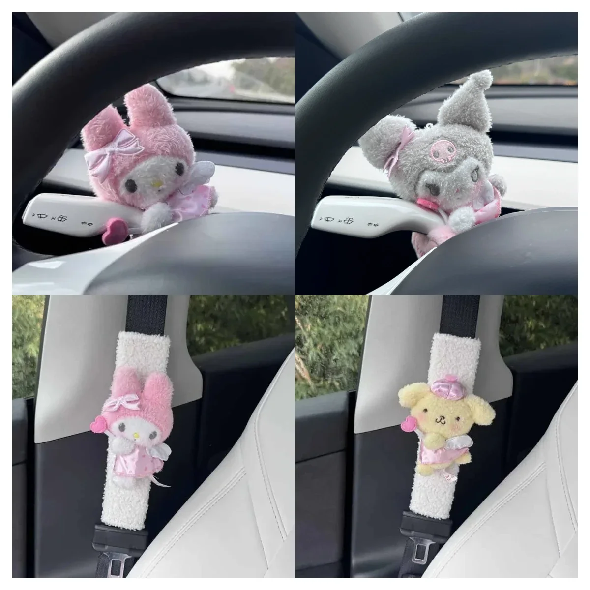 Sanrios Angel Cinnamoroll My Melody Kuromi HelloKittys Car Seat Belt Cover Shoulder Protectors Auto Turn Signals Wiper Decorate