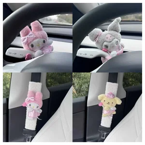 Sanrios Angel Cinnamoroll My Melody Kuromi Hellokittys Correo de seguridad Corce de seguridad Protectores de hombro Auto Turn Signals Decor 10 mejores ventas Kuromi Cubiertas de asientos de automóvil - №3