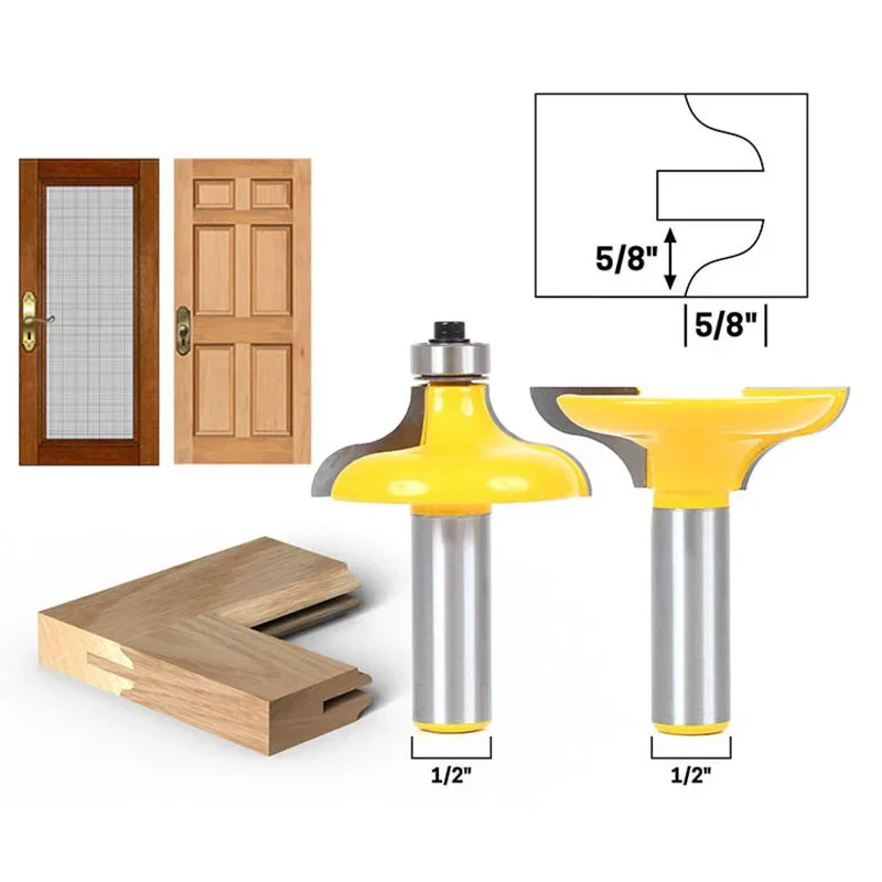 シャンクフライスカッターセット、ウッドカービング、ドアナイフ、キッチンキャビネット、キッチン、1/2 "、12.7mm、セットあたり2個