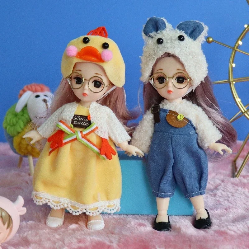 16cm DIY Dress Up Doll Toys 1/12 BJD Doll Movable 13 Joints Cute Sweet Face  for Kids Gift with Clothes Shoes Girl Princess Doll