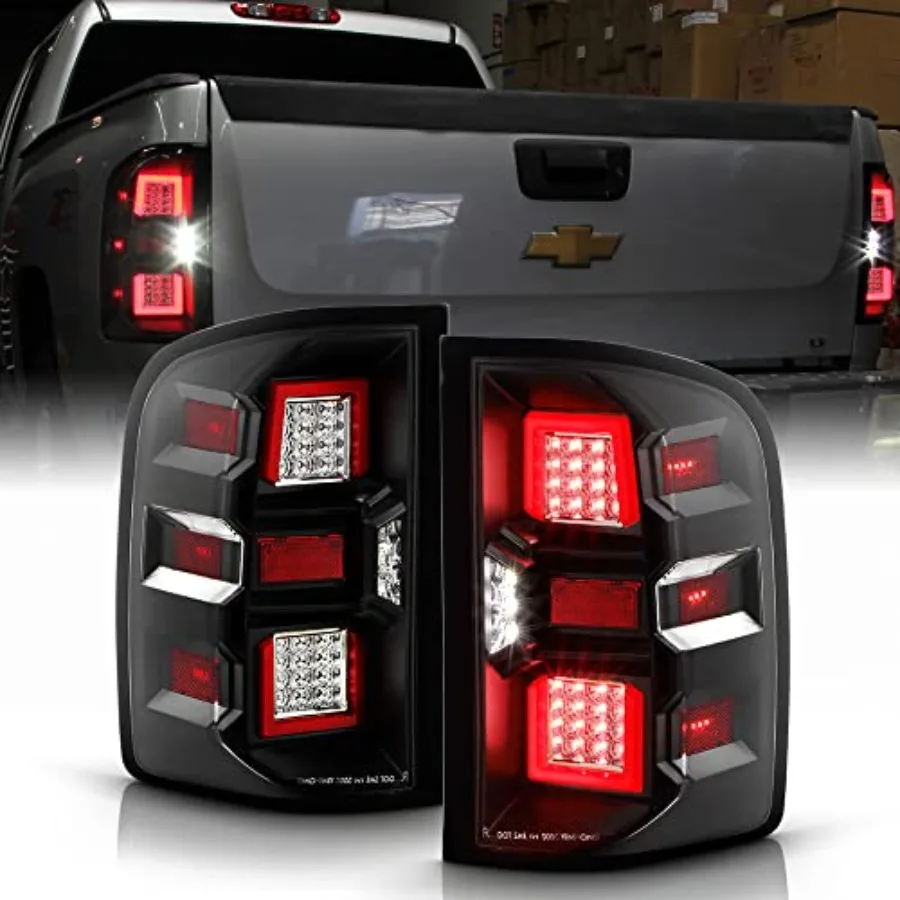 

For 20072013 Chevy Silverado 1500 2500HD 3500HD Black Upgrade Full LED Tail Lights Brake Lamps Pair Left+Right with Enhanced Vi