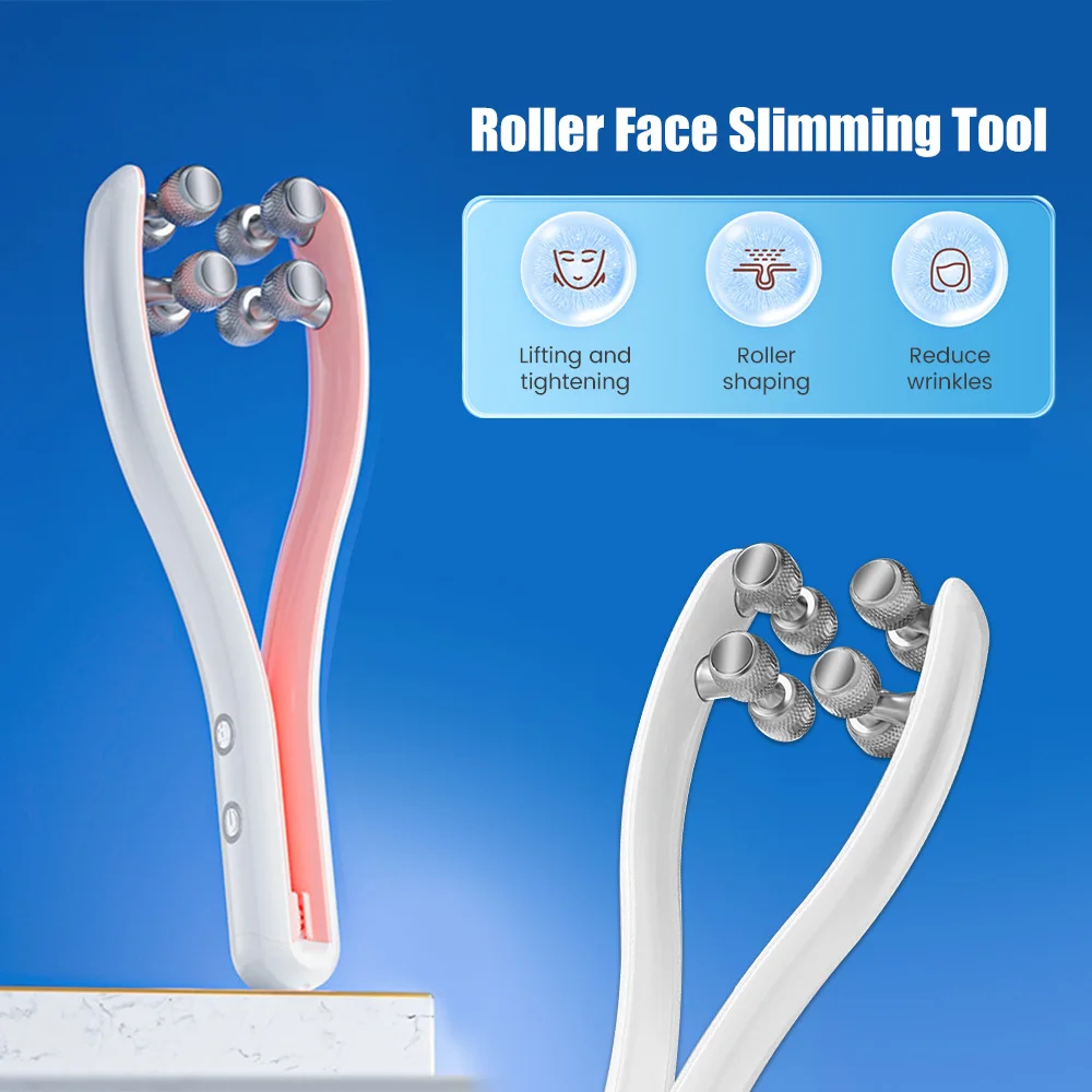 Facial Roller Massager EMS Beauty Face Double Lift Up Electric Face Slimming Chin Care Massage Shaped Belt Skin V Shape Lifting