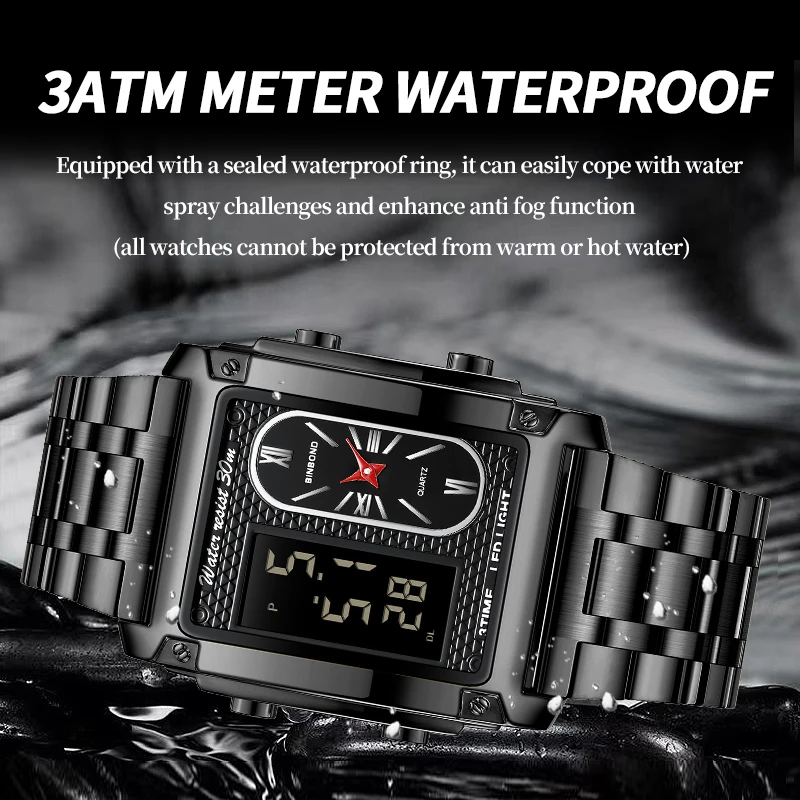 Foreign Trade Watch Large Dial For Men Quartz Waterproof Sport Square Luminous Watch For Men