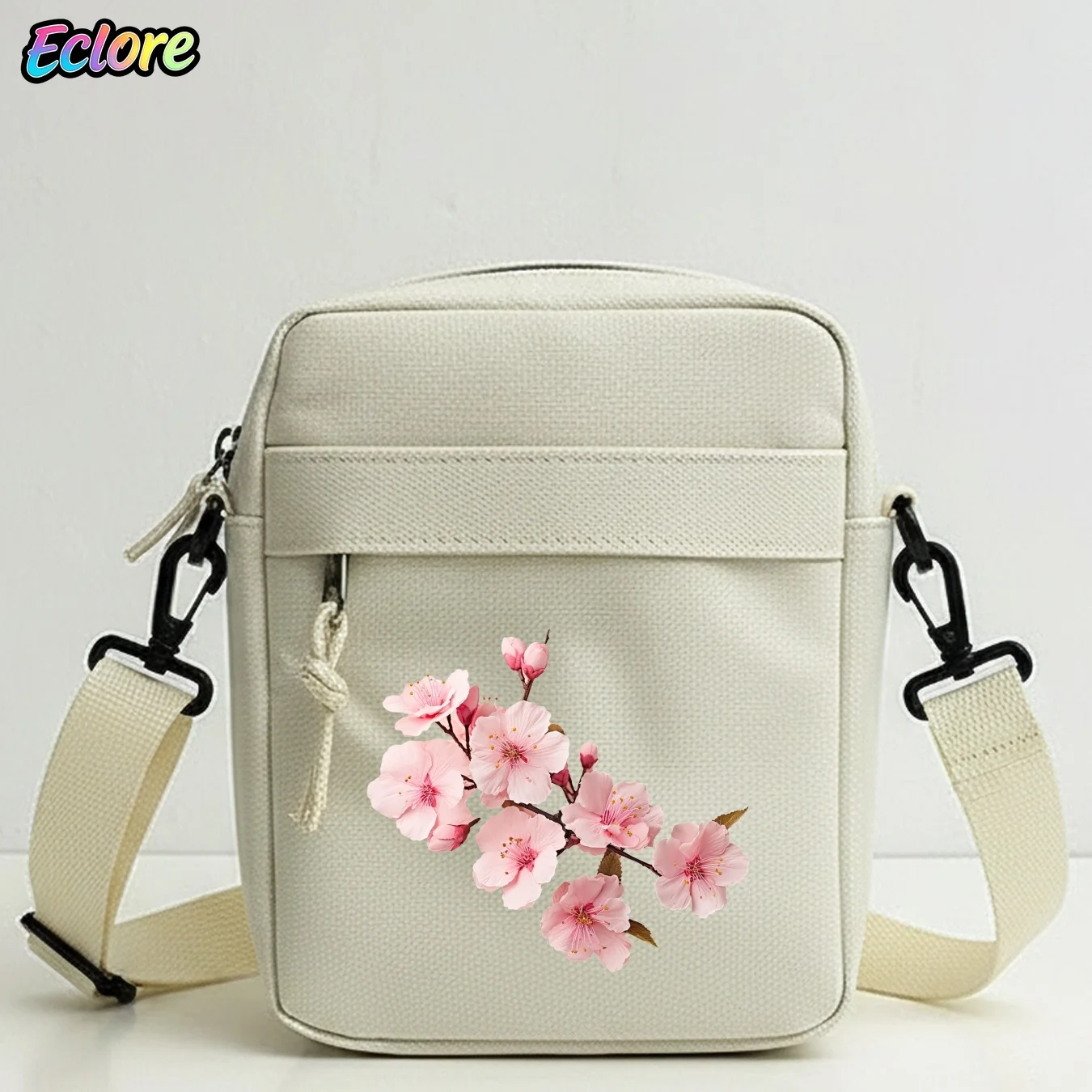 Chic Sakura Pattern Crossbody Bag Lightweight Shoulder Purse with Adjustable Strap and Multiple Pockets for Travel Daily Outdoor
