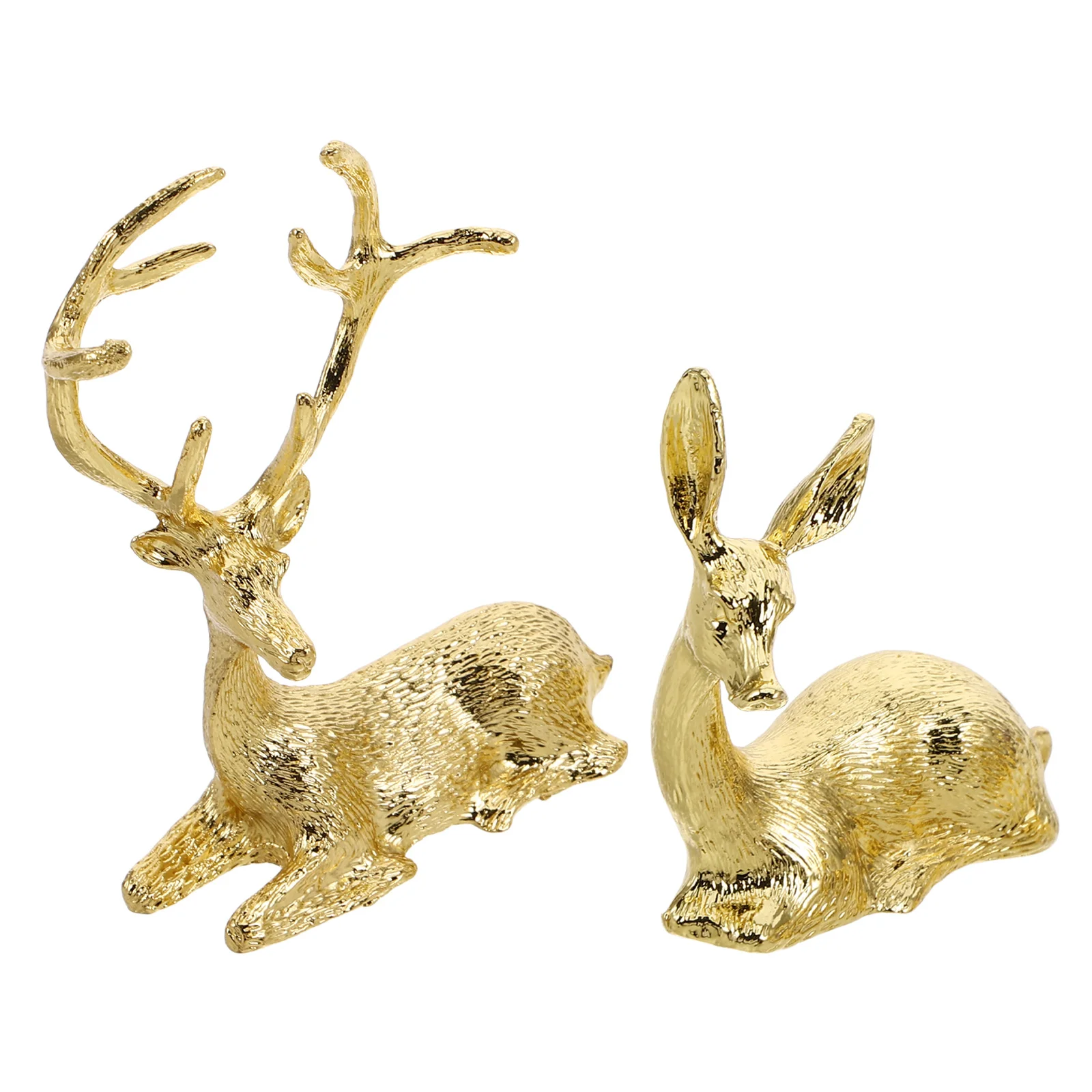 

2pcs Reindeer Resin Statue Modern Desktop Ornament For Home Office Garden Decor Miniature Christmas Decoration