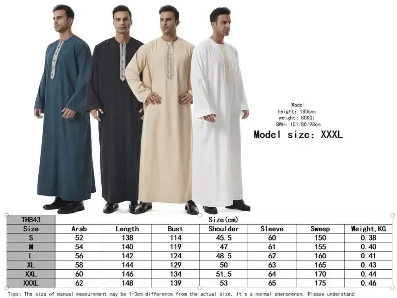 Vestaglie musulmane da uomo Medio Oriente Arabo Ramadan Islamico Arabo saudita Abbigliamento Tinta unita Casual Girocollo Manica lunga Abito pullover