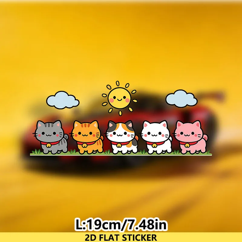 1Pc Cute Cartoon Kittens Waterproof Scratchproof Vinyl Sticker Decal for Car Motorcycle Helmet Pet Lover Decor