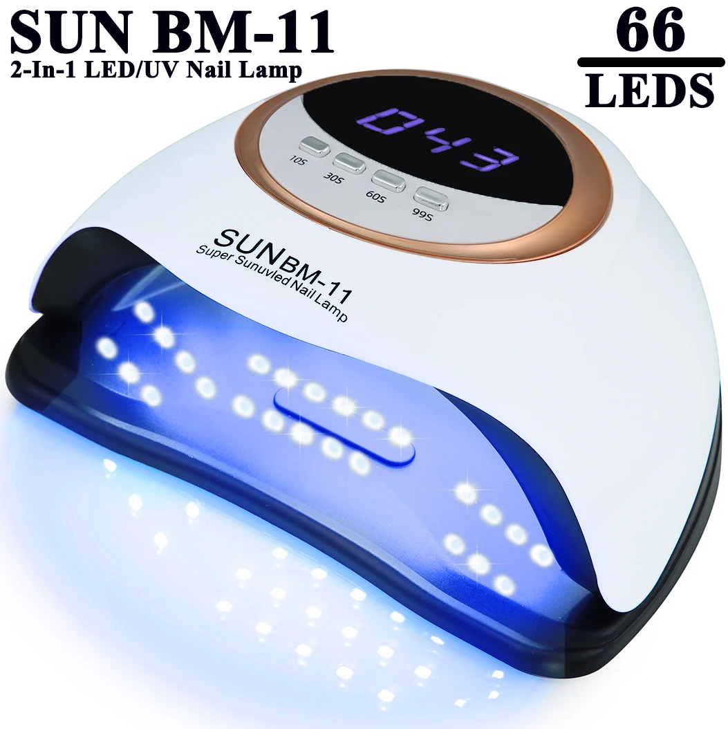 Professional SUN BM-11 2-in-1 Nail LED/UV Nail Lamp Machine With 66 LEDs And Four Timers for Nail Gel Polish Curing Manicure