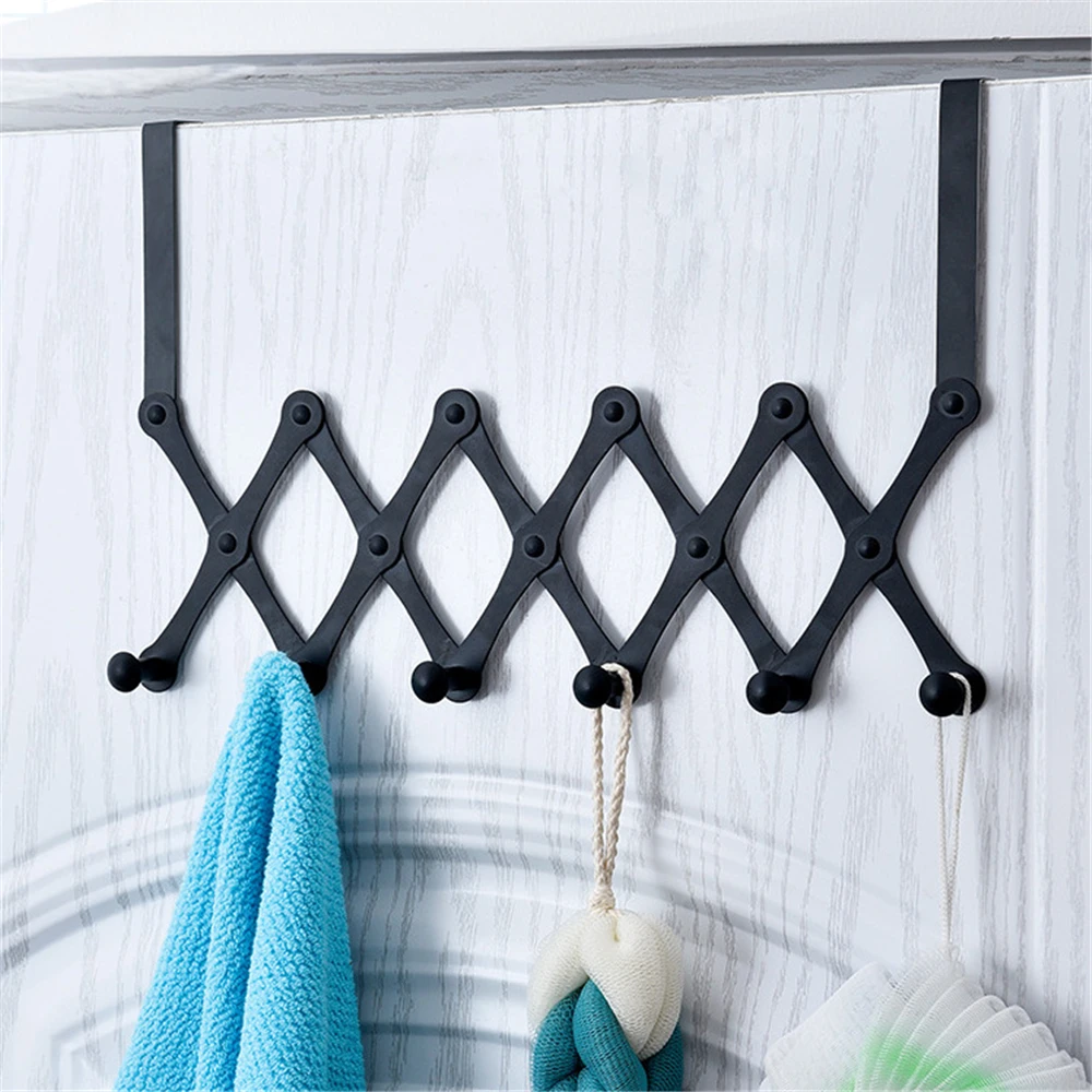 Cabinet Door Hook Stainless Steel Hanger Key Storage Hook Punch-Free Home Kitchen Bathroom Door Rear Organizer Black Silver