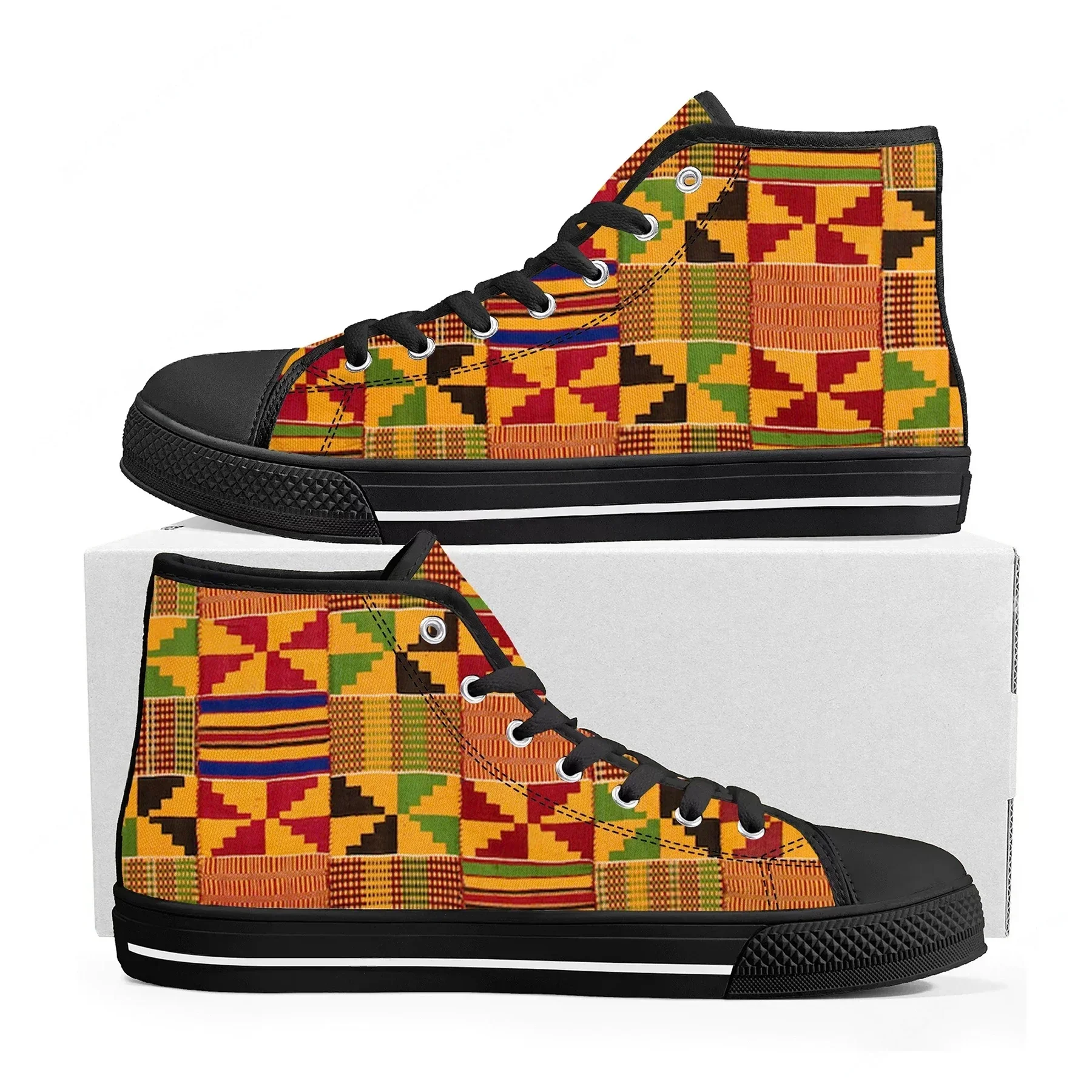 

African Ethnic Culture Design High Top Sneakers Mens Womens High Quality Canvas Sneaker couple Casual Shoe Custom Shoes