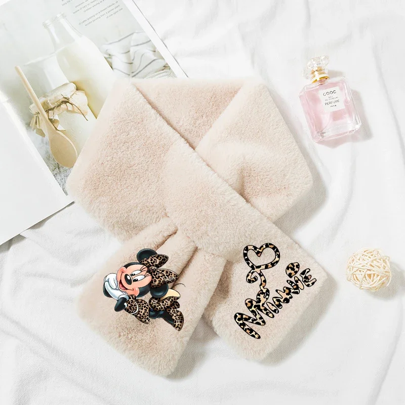 ديزني ميكي ميني ماوس وشاح قطيفة شتاء دافئ شخصيات كرتونية الرقبة الأوشحة سميكة منديل محشوة الاطفال النساء الرجال هدية