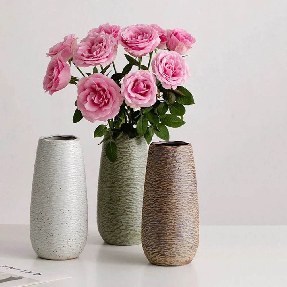 

Big mouth ceramic creative Nordic simple vase decoration dried flowers flowers tabletop living room flower arrangement decor