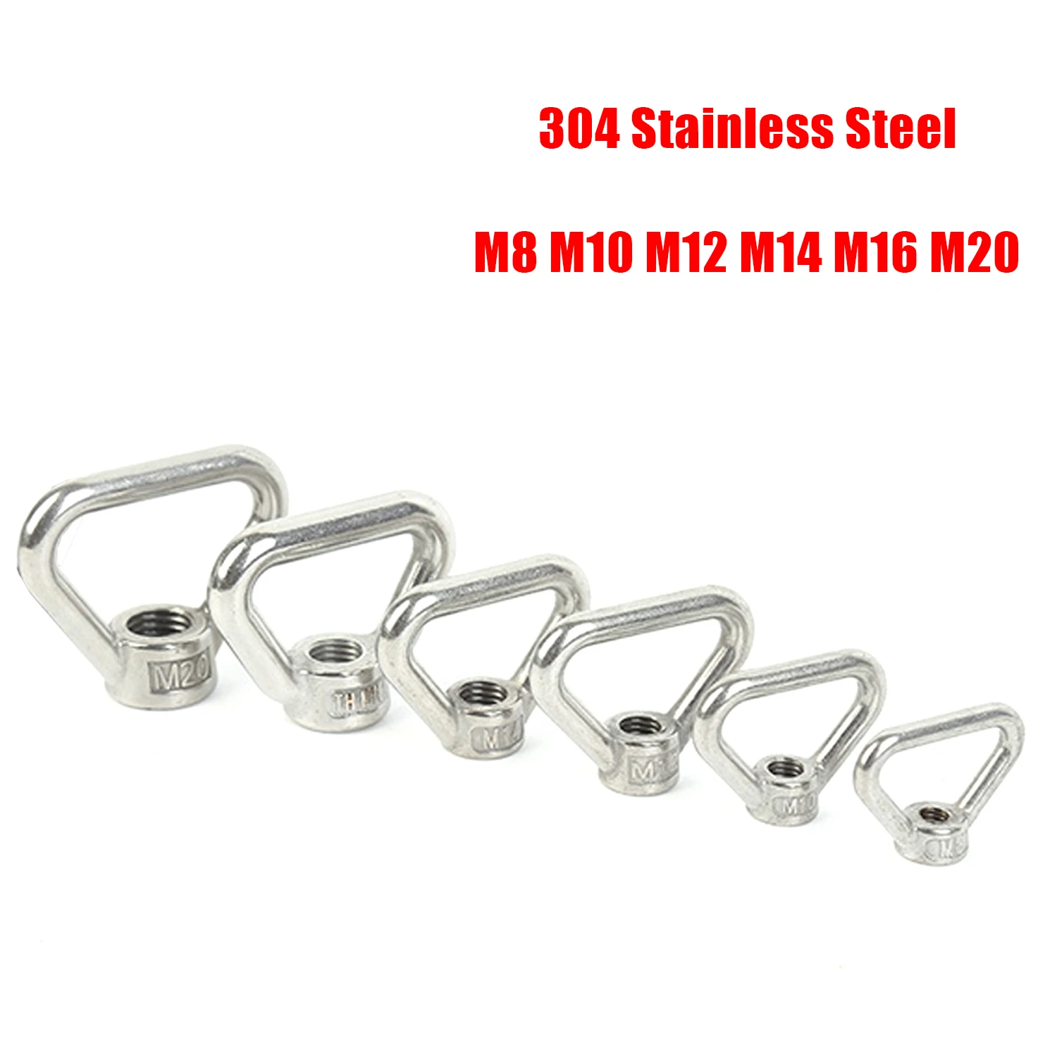 2PC M8 M10 M12 M14 M16 M20 304 Stainless Steel Triangle Lifting Eye Nut Trapezoid Thread Rings Fit For Handle Bolts