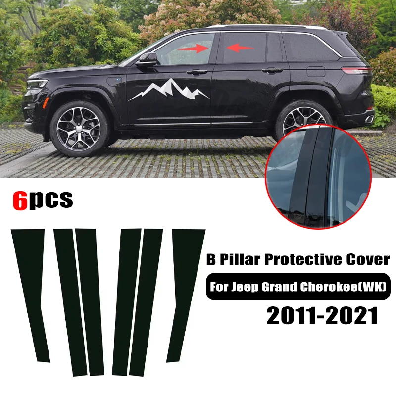For Jeep Grand Cherokee WK 2011-2021 Car window decorative cover center protective film pillar B C pillar sticker Accessories