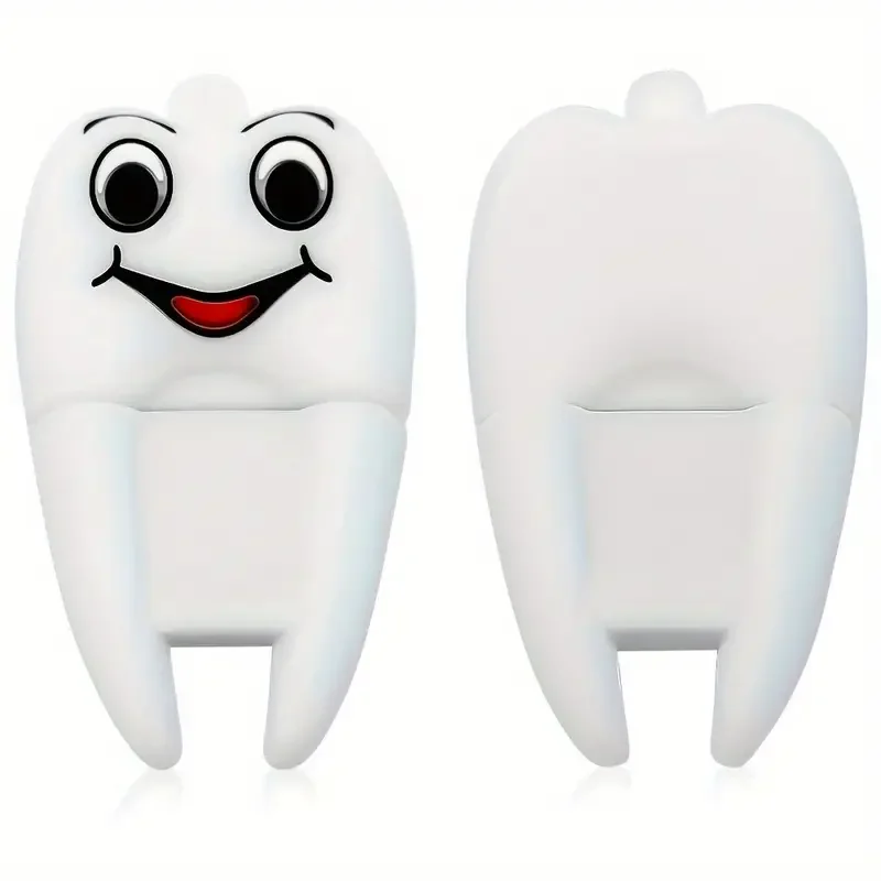 โมเดลฟันการ์ตูนสีขาวพิมพ์โลโก้ได้ตามต้องการ USB2.0แฟลชไดร์ฟ4GB 8GB 16GB 32GB 64GB 128GB