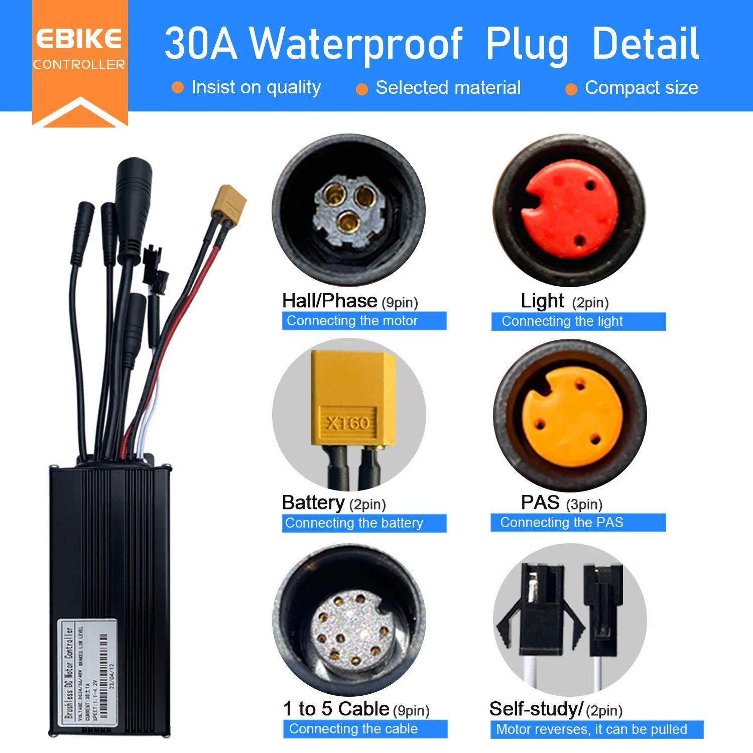 Ebike Sine Wave Three mode Controller 24V/36V/48V 17A 26A 30A 250W-1000W with NFC S100 LCD Display For Electric Bike E-scooter view 4