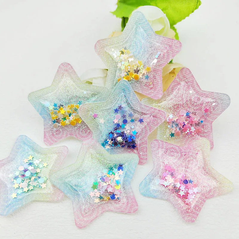 30 pz 4CM colorato trasparente PVC Star Filling shaker Applique per fai da te copricapo tornante fiocco Decor accessori