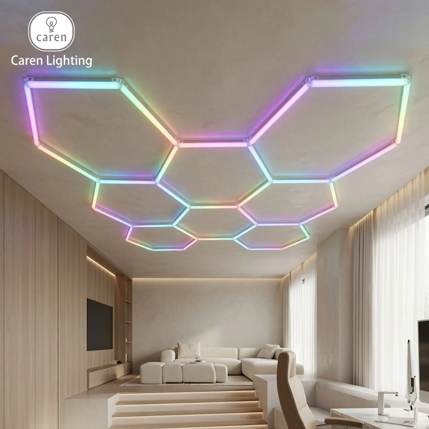 RGB Hexagon Lights Music Sync LED RGB Changeable Color Speed Adjustable DIY Color Matter Over Thread Smart Home
