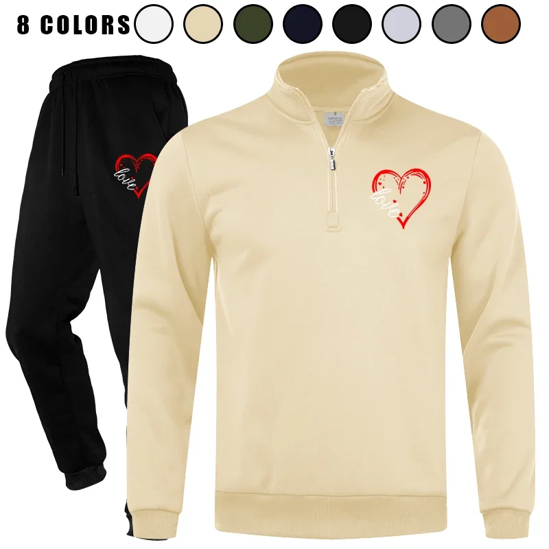 

Men's Quarter Zip 2 Piece Athletic Casual Tracksuit Running Jogging Sweatsuit Sets