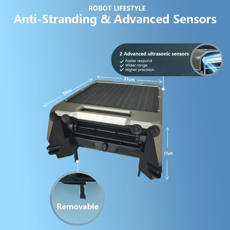Pool Robotic Skimmer Robot Solar Cleaning Pool with 220μm Filtration 12W Solar Panel 5200mAh Battery  20 Hours Working Time