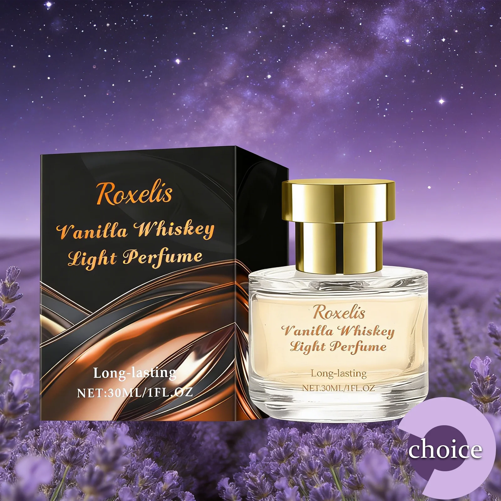 

Roxelis Vanilla Whisky Eau De Toilette for Men - Natural Fruit Tone Fragrance, Portable Spray, Elegant Scent for Daily Wear