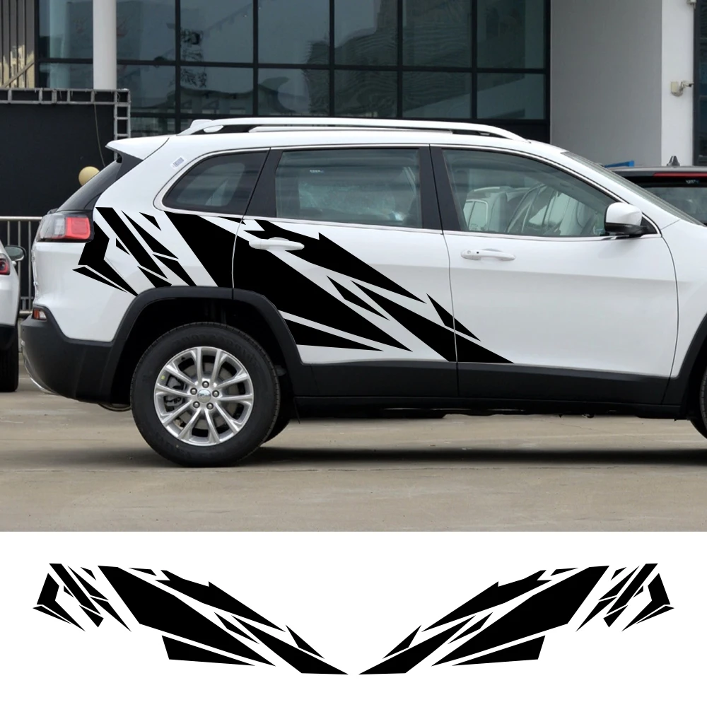 For Jeep Cherokee  KL XJ ZJ WJ WK2 WK I 2PCS Car Door Side Stickers jeep zj door Vinyl Film Decals  Auto Tuning Accessories