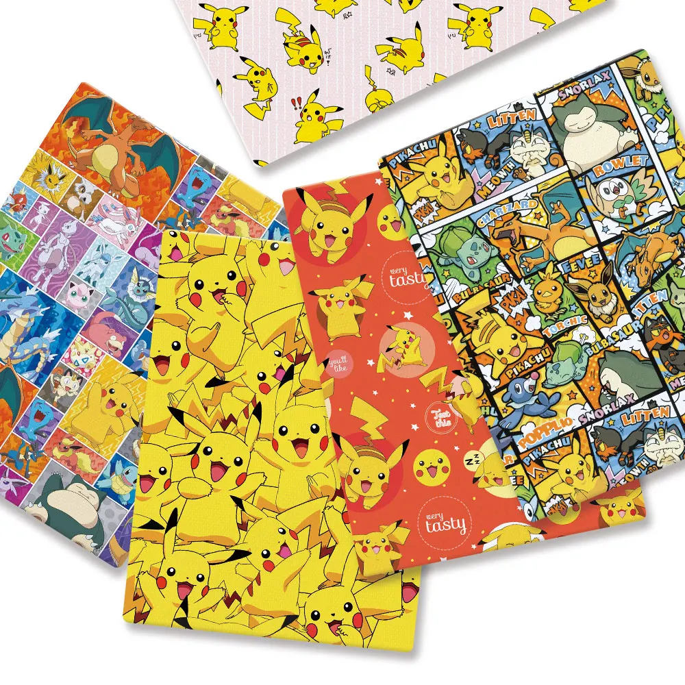 Pokemon 100 bawełniana tkanina z motywem kreskówkowym 140 * 50 cm Ręcznie robione szycie Patchwork Pikowanie Sukienka dziecięca Arkusz domowy