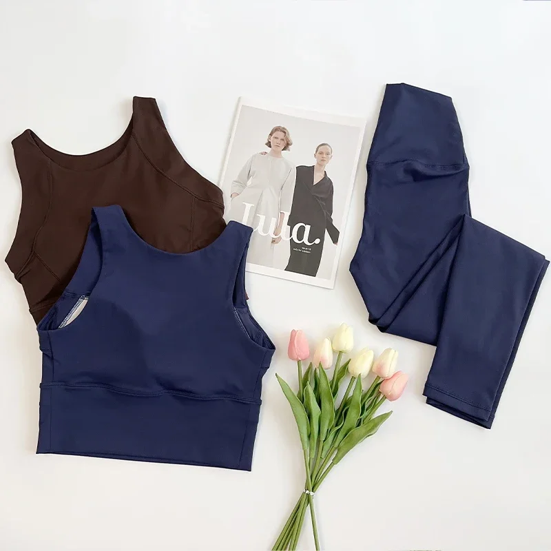 طقم يوجا نسائي عالي المرونة مكون من قطعتين مع حمالة صدر رياضية وسراويل ضيقة عالية التمدد مع بدلة رياضية نسائية كوستر #6