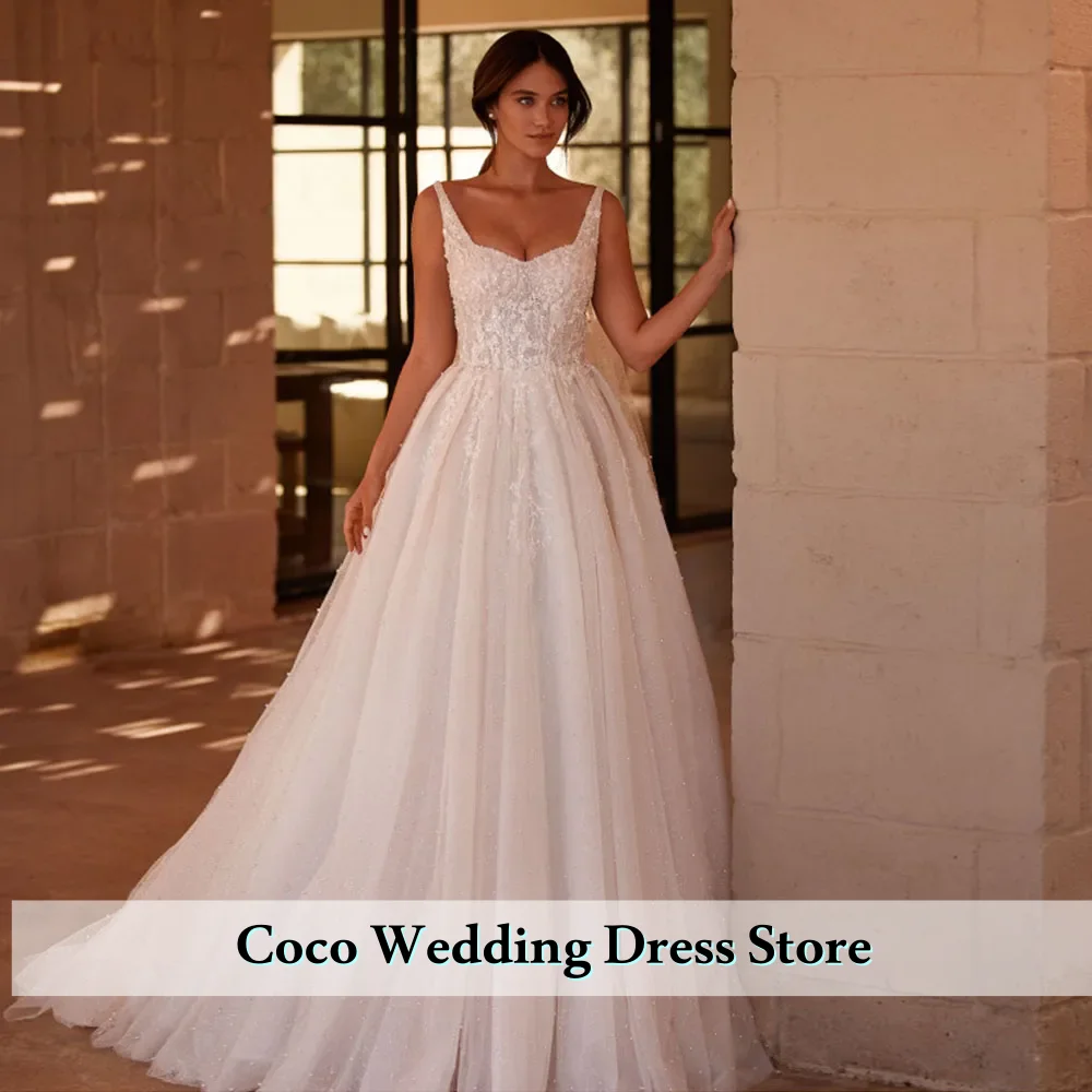 فساتين زفاف رائعة مخصصة على شكل حرف a من التل المتدرج زي العرائس دانتيل زينة بدون أكمام بدون ظهر فيستدوس دي نوفيا