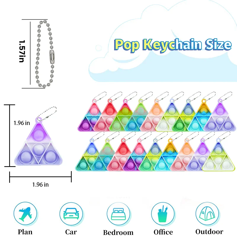 10-30Pcs Mini Pop Keychain Sensory Fidget Toy Bulk Pack for Kids - Birthday Party Favors Classroom Prizes Treasure Box Fillers