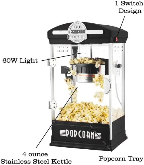 Mesin Popcorn-ketel 4 Oz dengan 12 pak paket biji Popcorn semua dalam satu, Sendok, dan tas oleh Popcorn Utara (Blac