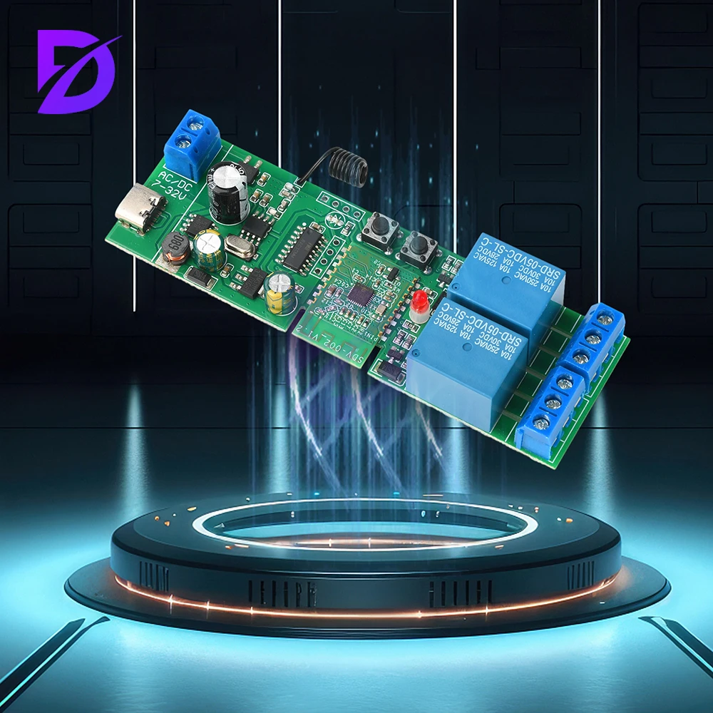 AC/DC 7-32V/tipo-c 5V 2-CH BT WIFI módulo de interruptor de relé versión Rf módulo de bloqueo Jog admite Control remoto Rf de 433Mhz