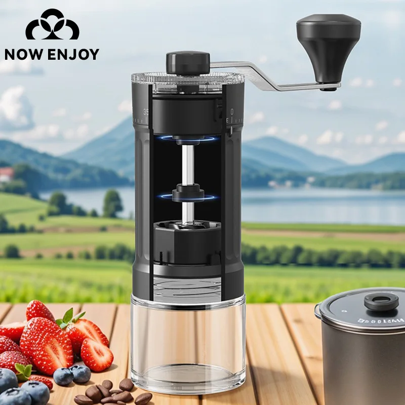 NOW ENJOY Manual Coffee Grinder 40 Adjustable Settings Stainless Steel Conical Burr Capacity Hand Crank for Espresso Pour Over