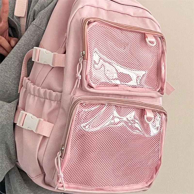 

Korean Backpacks Y2K Itabag Multi Transparent Compartment Lightweight Commuting Outdoor Large Capacity Backpacks Unisex Itabag