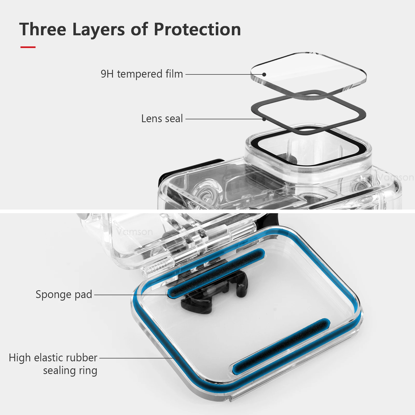 Vamson 60M Depth Waterproof Case for Go Pro Hero 13 12 11 10 9 Underwater Diving Housing Cover for Gopro Hero 13 Accessories