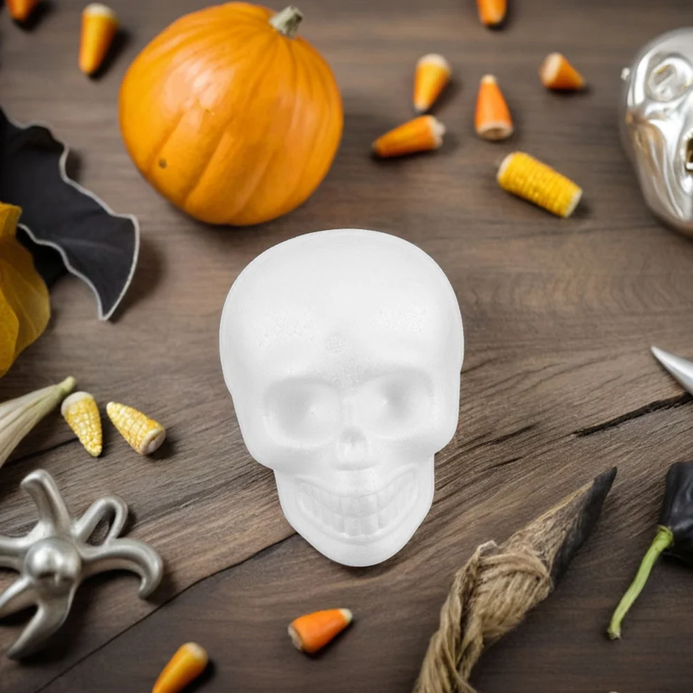 

6Pcs White Foam Skull Heads DIY Halloween Hanging Decorations Indoor Outdoor Scary Craft Painting Party Decor Skull