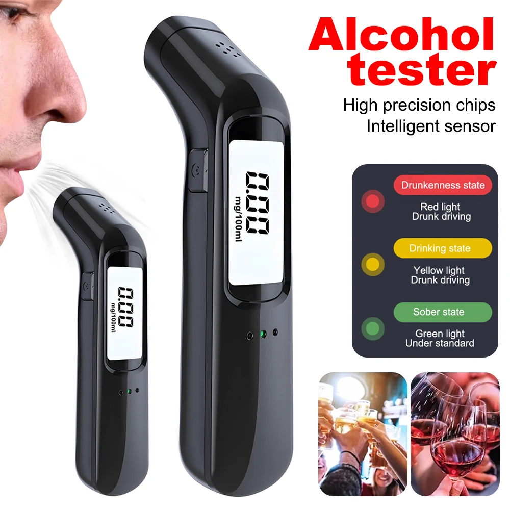 Alcohol Tester Non-contact Breathalyzer Portable LED Screen Display Rechargeable Professional Automatic Breath Alcohol Test Tool