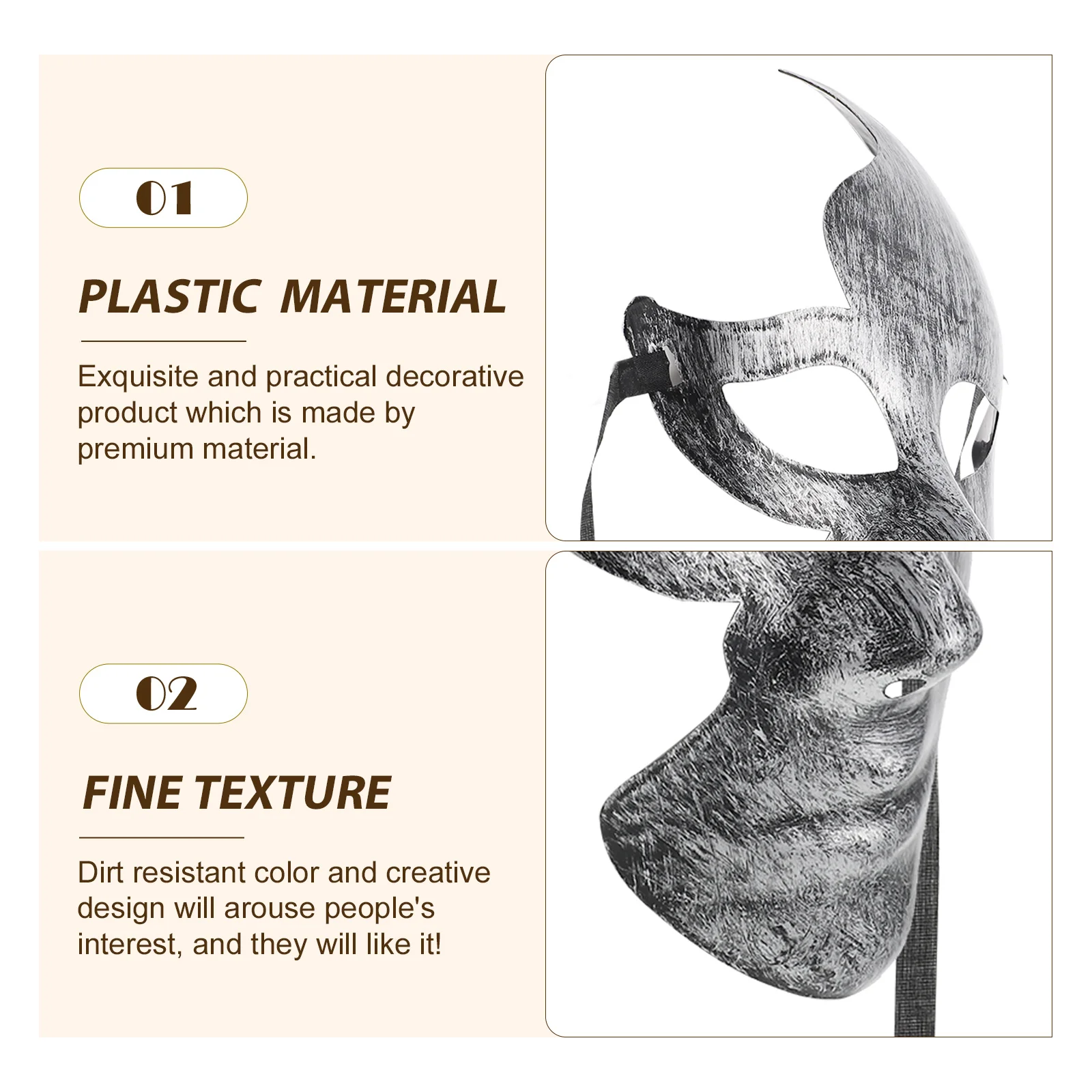 

2pcs Halloween Plastic Half Face Mask Party Stage Prop For Cosplay Festival Banquet Decor Reusable Costume Mask Women Facial