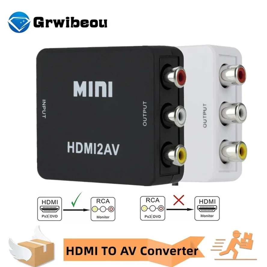 

HDMI-compatible to RCA Converter AV/CVBS L/R Audio Video Set Top Box Up Scaler 1080P MINI HD2AV Support NTSC PAL Output HD To AV